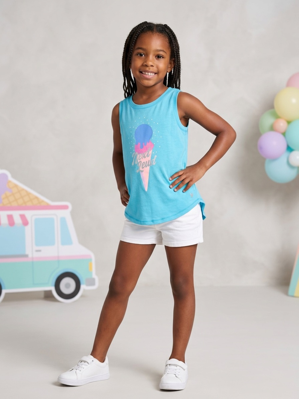 Athletic Works Turquoise Ice Cream Graphic Tank Top
